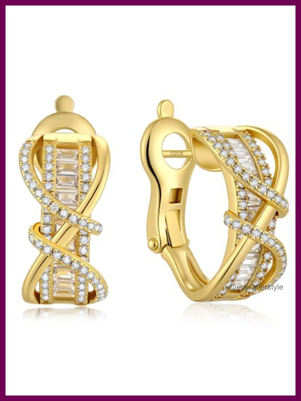 14K Gold Plated 925 Sterling Silver Chunky Infinity Hoop Earrings Women